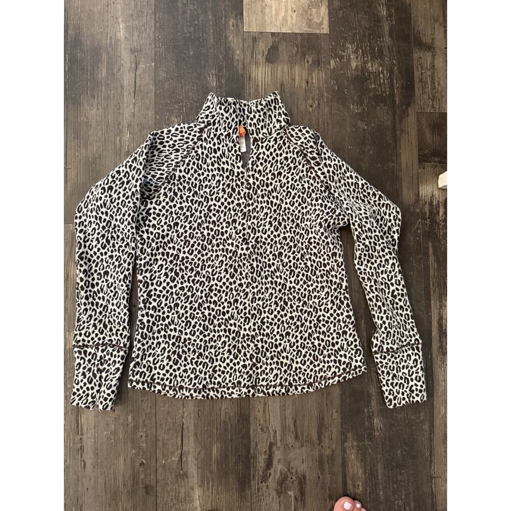 Lucy Leopard Print Quarter Zip Pullover Womens Medium